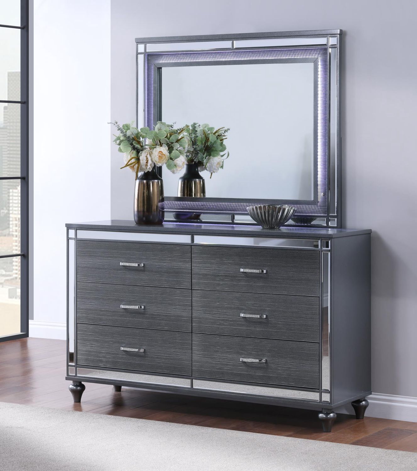 B223 - LED Mirror - Charcoal Gloss