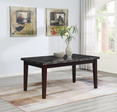 D128 - Marble Dining Table - Black / Dark Brown