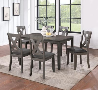 D161 - 7 Piece Dining Room Set (Dining Table, 6 Side Chairs) - Gray