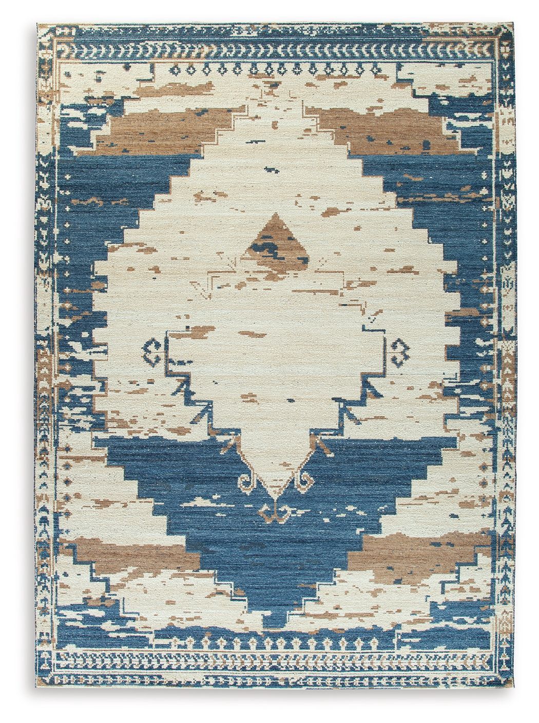 Varnler - 10' x 14' Rug - Blue / Brown / Tan - Blue / 10' x 14'