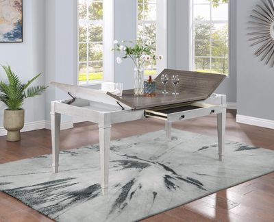 D117 - Rectangular Dining Table With Storage - White