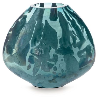 Cartshaw - Vase - 7" - Iridescent Teal - Blue / 7.75"W x 3.25"D x 7"H