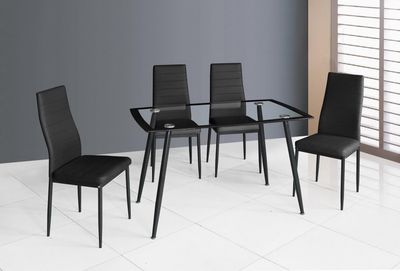 D340 - 5 Piece Dining Room Set (Table, 4 Chairs) - Black