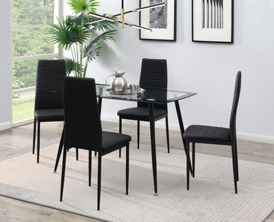 D340 - 5 Piece Dining Room Set (Table, 4 Chairs) - Black
