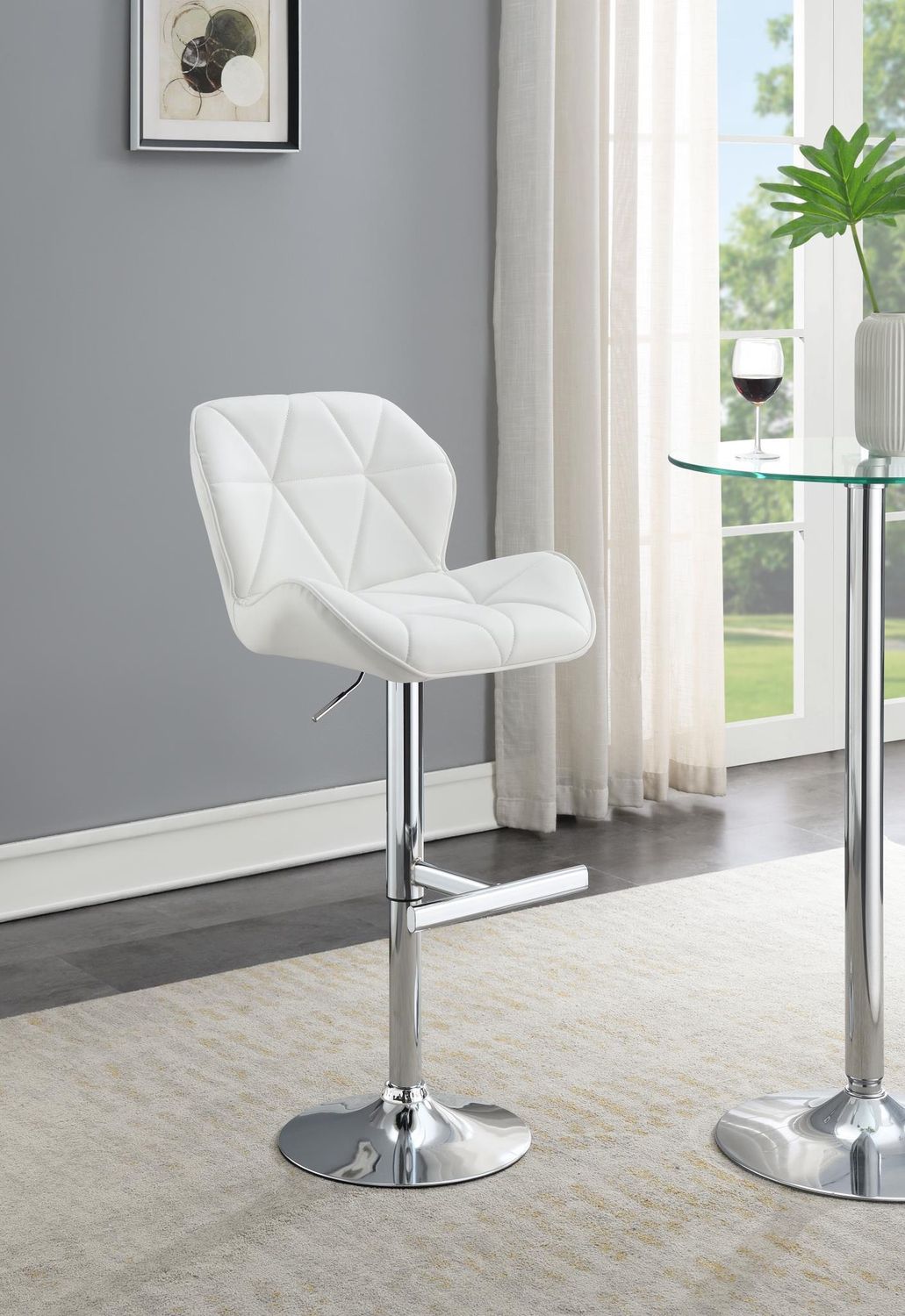 ST130 - Faux Leather Bar Stool (Set of 2) - White - White