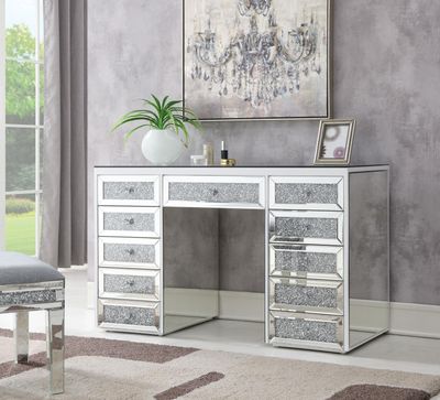 G-310 - Glamour Vanity - Pearl Silver - Pearl Silver / Vanity Desks