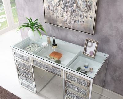 G-310 - Glamour Vanity - Pearl Silver - Pearl Silver / Vanity Desks