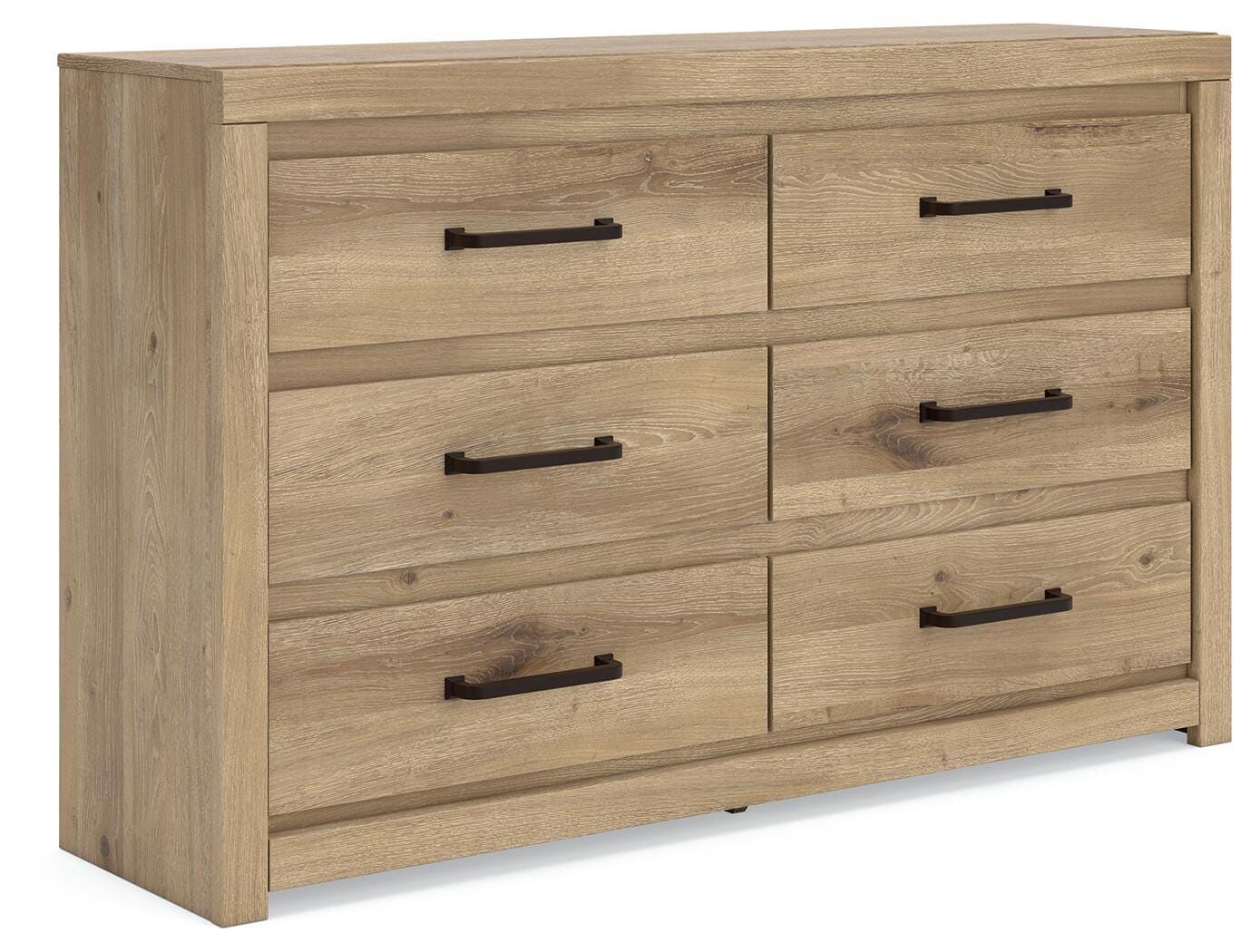 Brozmont - Six Drawer Dresser - Tan - Light Brown / Dressers