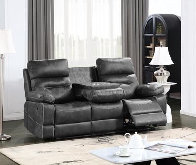 U170 - Motion Sofa With Dropdown Table - Gray