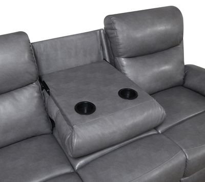 U185 - Motion Sofa With Drop Down Table - Gray