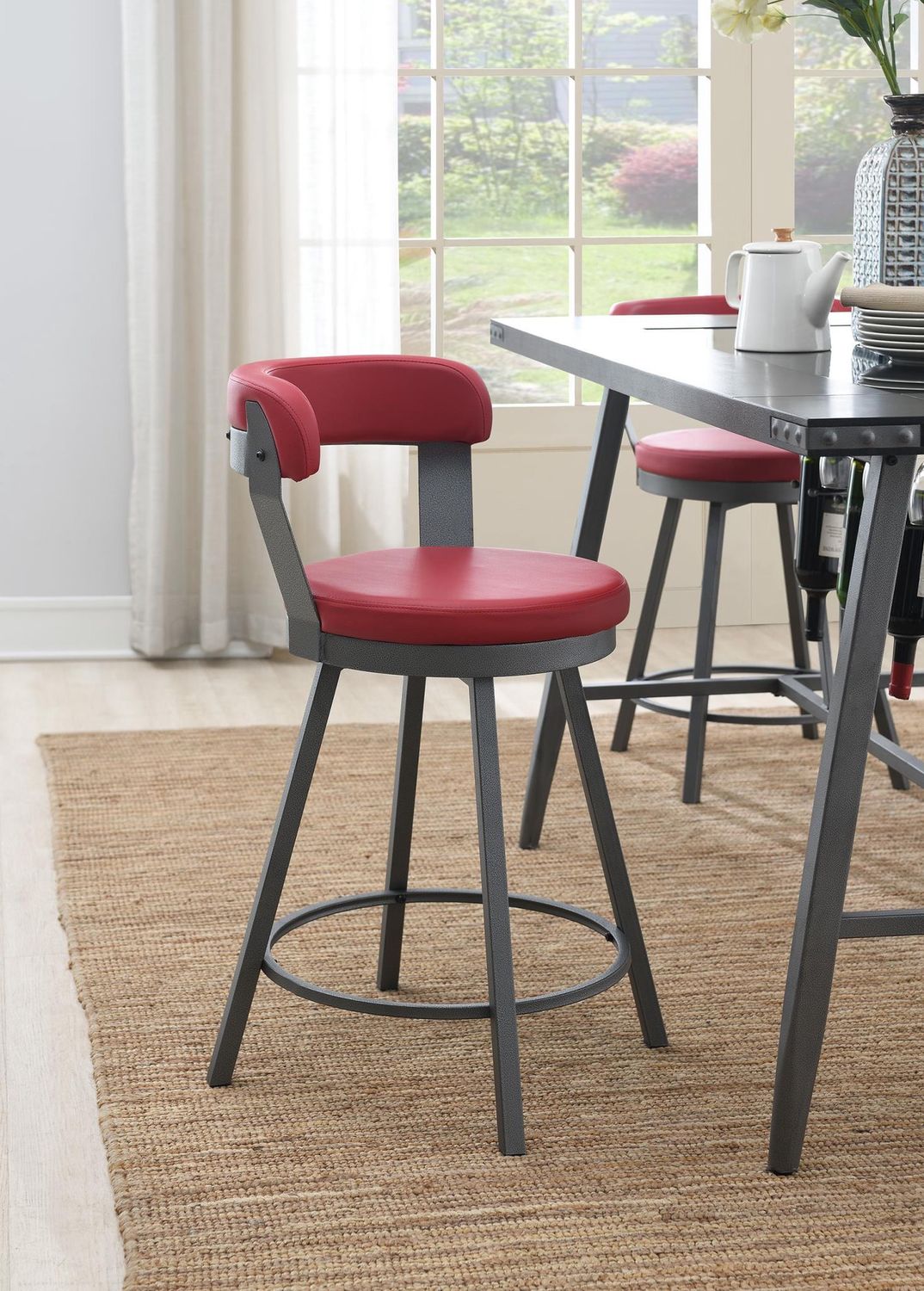 D208 - Counter Height Chair (Set of 2) - Red - Red