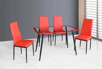 D341 - 5 Piece Dining Room Set (Table, 4 Chairs) - Red