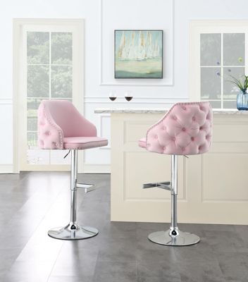 ST105 - Velvet Bar Stool (Set of 2) - Pink - Pink