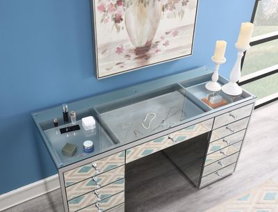 G-317 - Glamour Vanity - Pearl Silver - Pearl Silver / Vanity Desks
