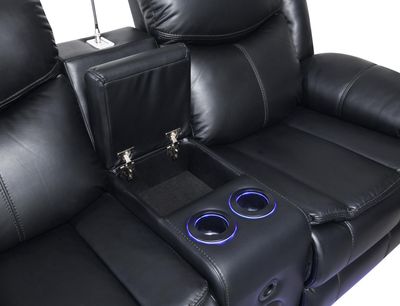 U100 - Power Reclining Loveseat With LED Light &amp; Speaker - Black
