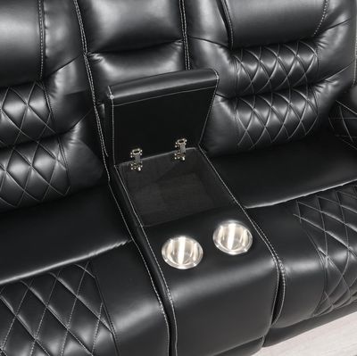 U140 - Motion Sofa With Drop Down - Black