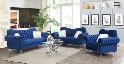 U218 - Chair With One Fur Pillows &amp; Acrylic Legs - White - Blue