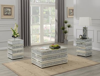 G-160 - Glamour End Table - Pearl Silver - Pearl Silver / End Tables