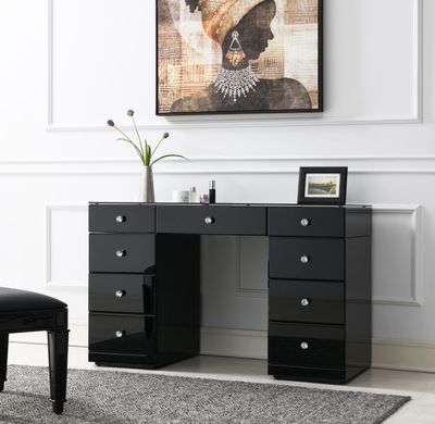 G-316 - Wood Vanity - Black - Black / Vanity Desks