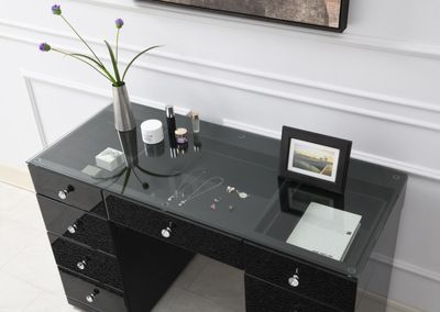 G-316 - Wood Vanity - Black - Black / Vanity Desks