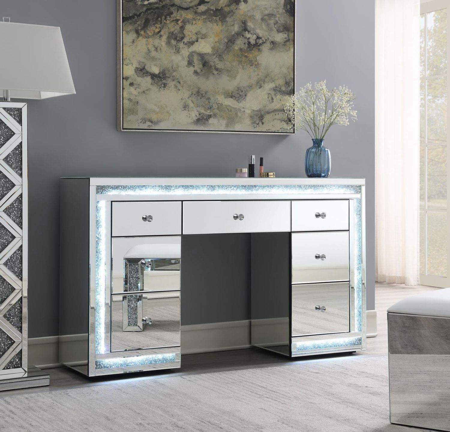 G-320 - Glamour Vanity - Pearl Silver - Pearl Silver / Vanity Desks