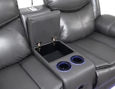 U101 - Power Reclining Loveseat With LED Light &amp; Speaker - Gray