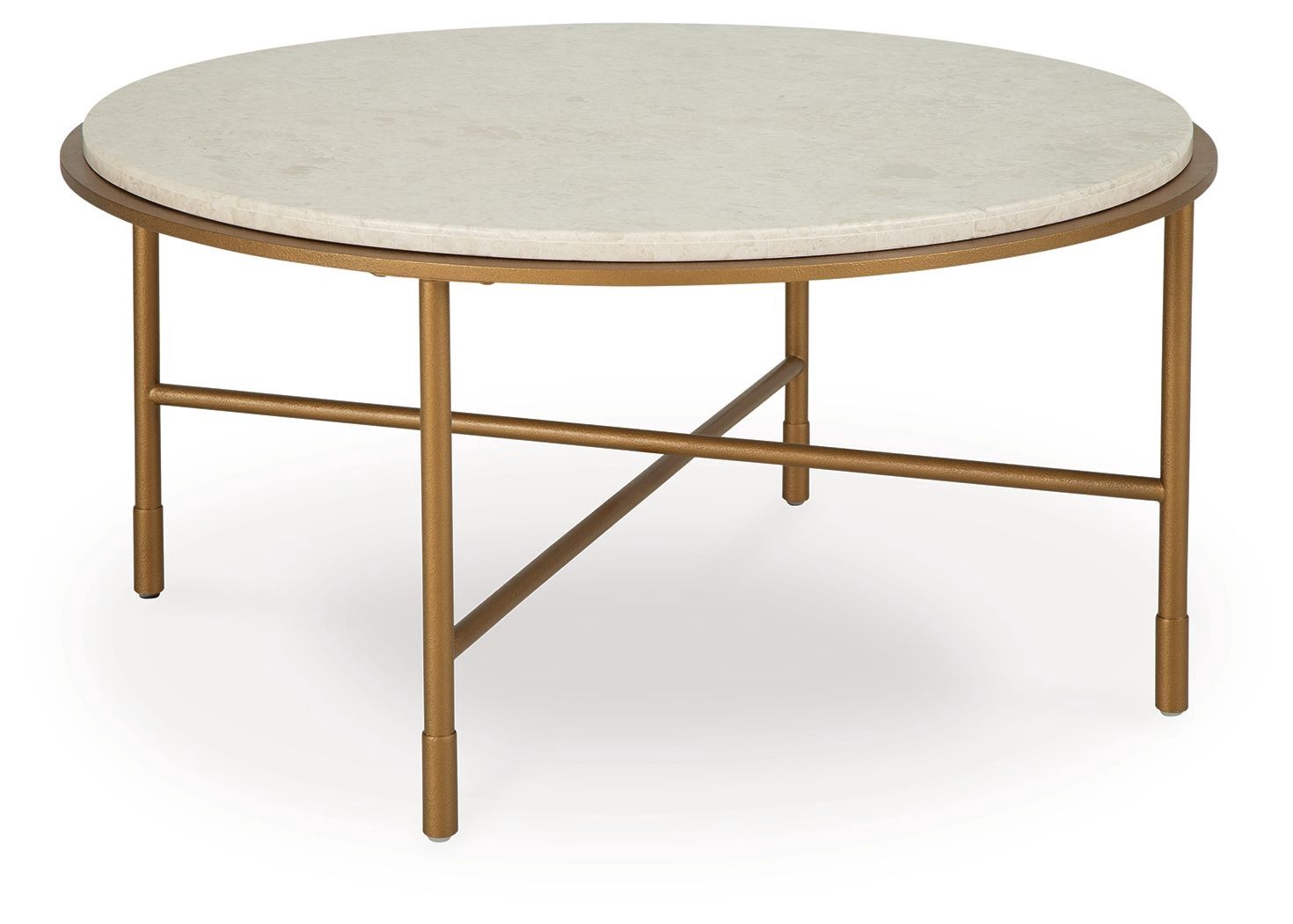 Alben - Round Cocktail Table - Antique Gold - Gold / Coffee Tables