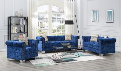 U230 - Dark Crushed Velvet Sofa - Blue