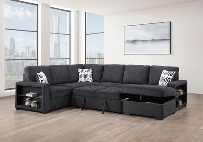 U274 - 3 Piece Sectional With USB (Type A+C) - Black