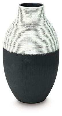 Girtha - Vase - 13" - Antique White / Black - Black / 8"W x 8"D x 13"H