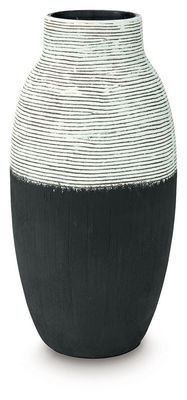 Girtha - Vase - 16" - Antique White / Black - Black / 8"W x 8"D x 16"H