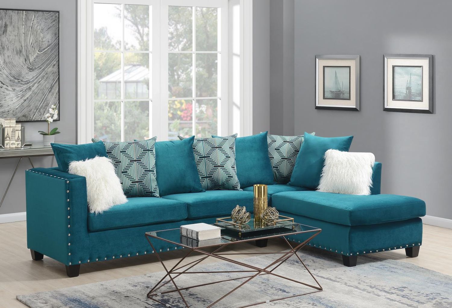 U314 - 2 Piece Sectional - Navy Blue
