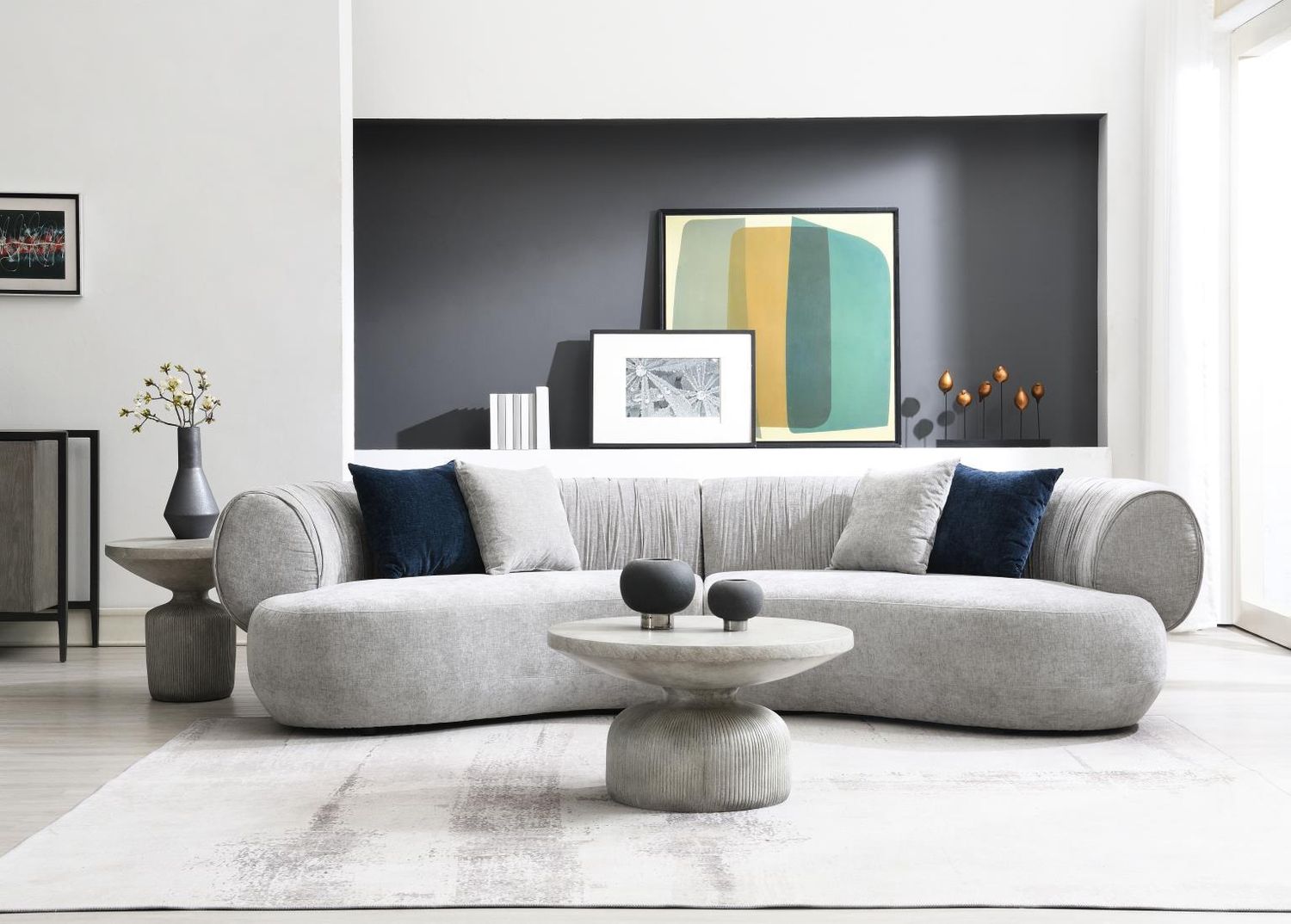 U307 - Modern Curved Sofa - Gray