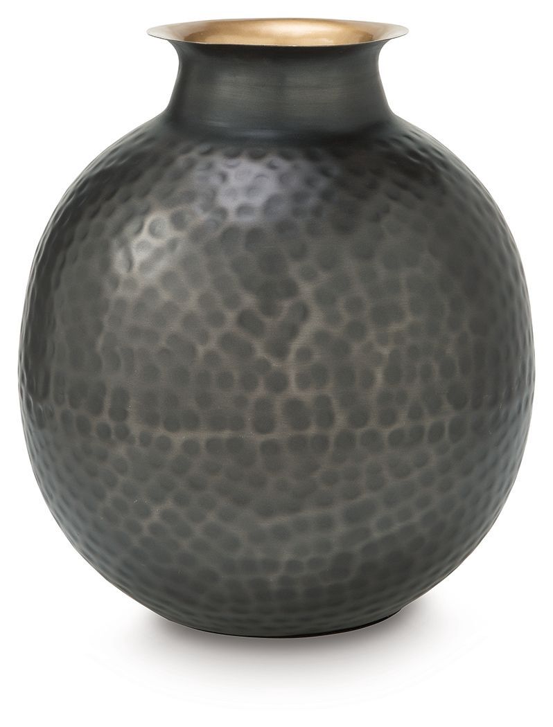 Woody - Vase - 12" - Pewter / Gold Finish - Dark Gray / 10"W x 10"D x 12"H