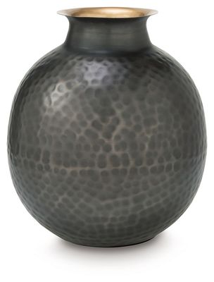 Woody - Vase - 12" - Pewter / Gold Finish - Dark Gray / 10"W x 10"D x 12"H