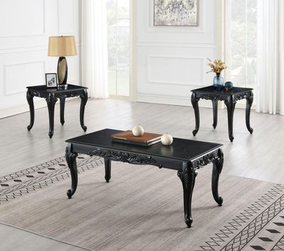 T208 - Coffee Table &amp; 2 End Tables - Black