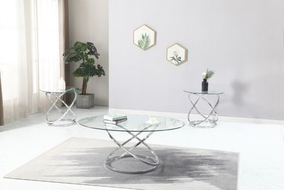 T304 - Chrome Table Set (Set of 3) - Pearl Silver