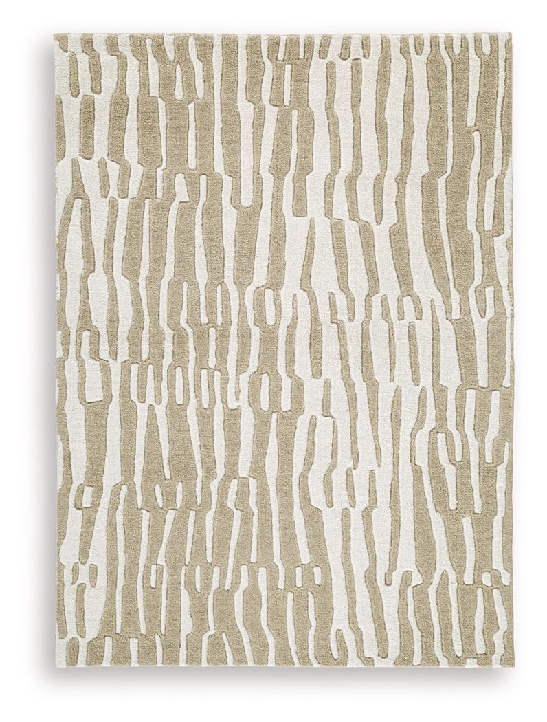 Corrbell - 5' x 7' Rug - Beige / White - Beige / 5' x 7'