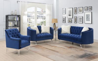 U223 - Chair With One Fur Pillows &amp; Acrylic Legs - Blue