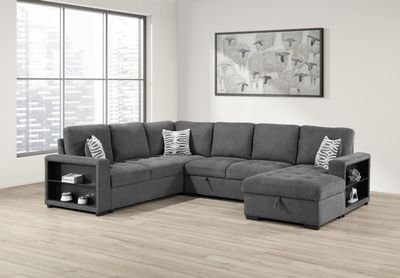 U275 - 3 Piece Sectional With USB (Type A+C) - Gray