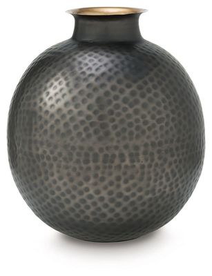 Woody - Vase - 14" - Pewter / Gold Finish - Dark Gray / 12"W x 12"D x 14"H