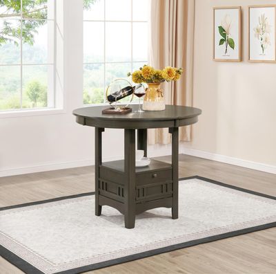 D152 - Counter Height Extension Table Wire Brush - Dark Brown