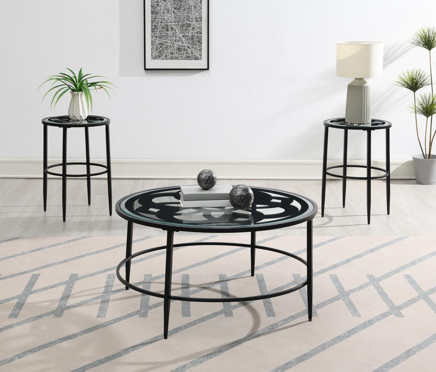 T273 - Coffee Table &amp; 2 End Table - Black