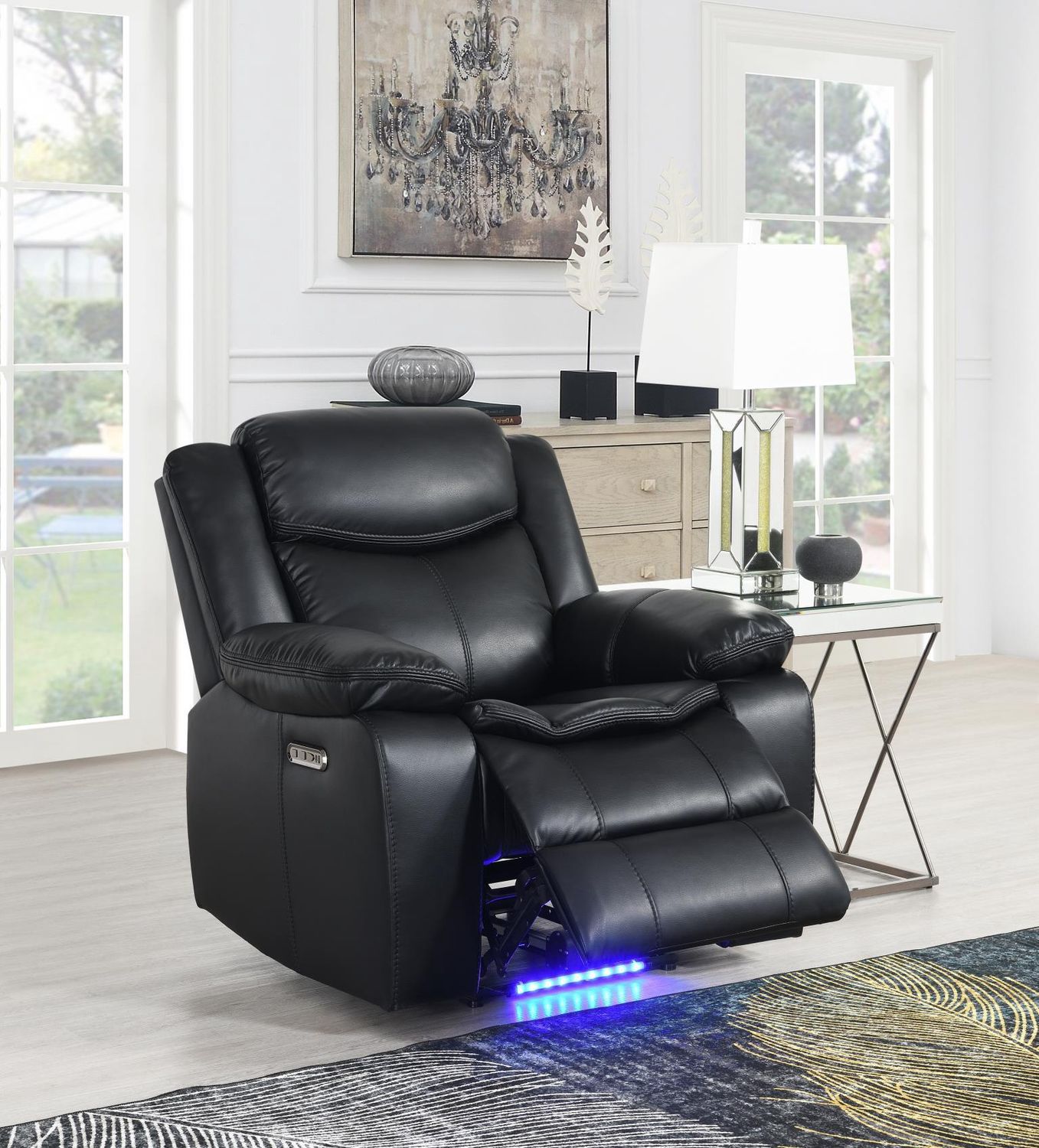 U100 - Power Reclining Chair With LED Light - Black