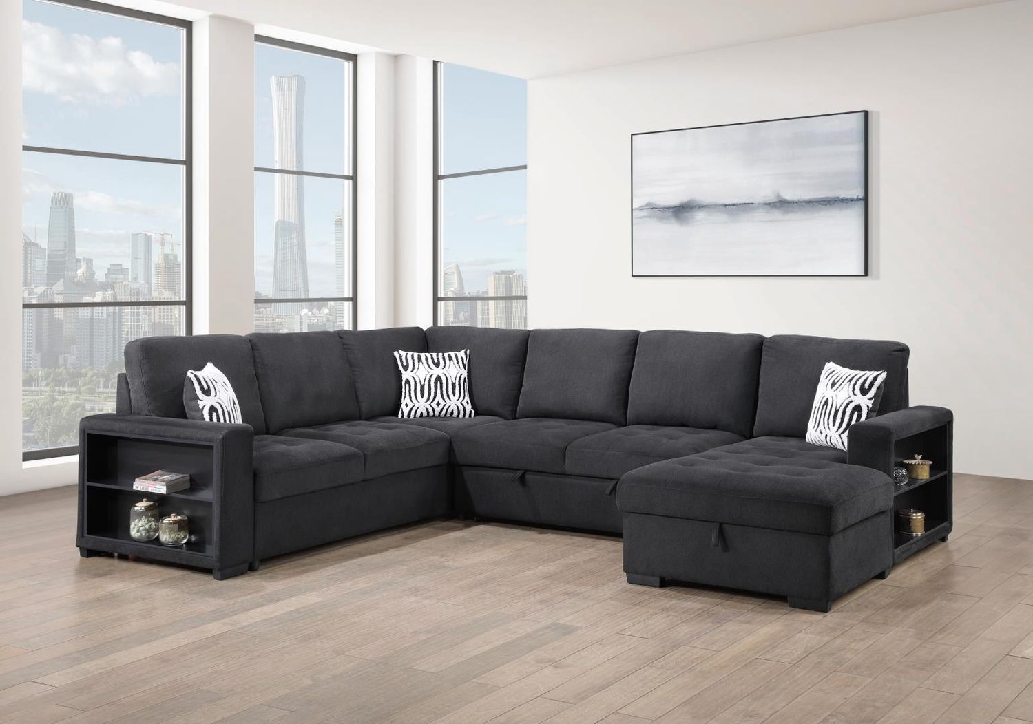U274 - Storage Ottoman - Black