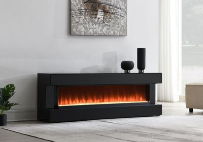 W025 - Fireplace TV Stand With Bluetooth Speaker - Black