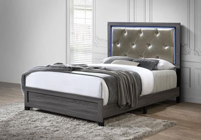 B376 - LED Full Bed - Gray - Dark Gray / Full