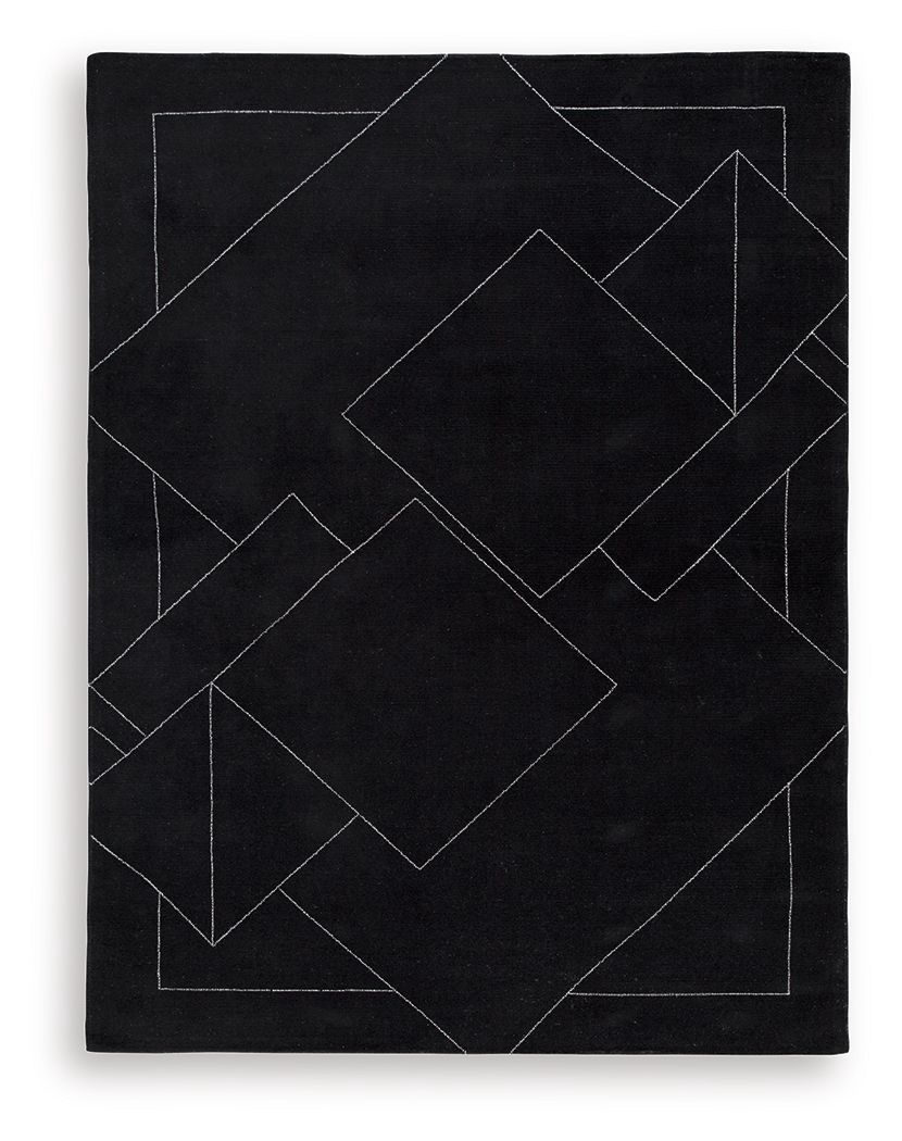 Marav - 8' x 10' Rug - Black / White - Black / 8' x 10'