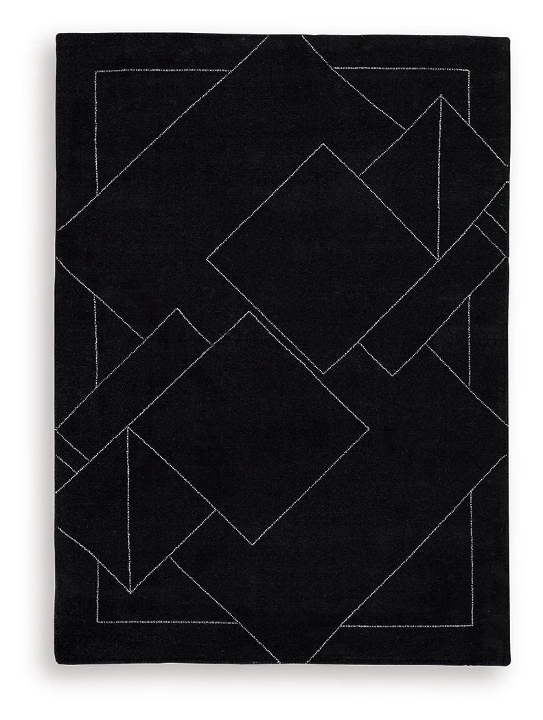 Marav - 5' x 7' Rug - Black / White - Black / 5' x 7'