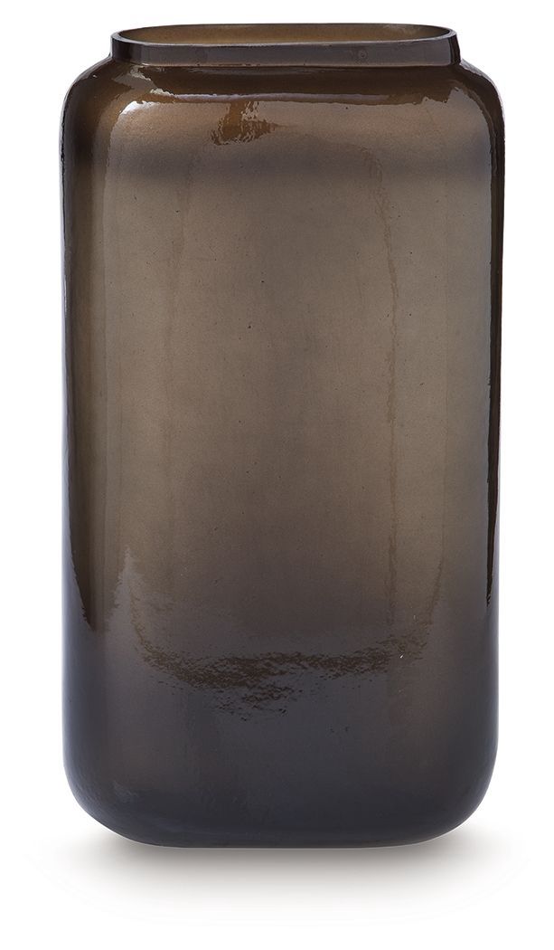 Sumner - Vase - 13.5" - Gray / Gold Finish - Dark Brown / 8"W x 4"D x 14"H